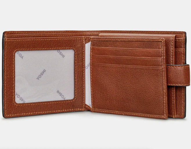 Yoshi Mens Large Leather Wallet With Tab - Brown (Y2478 17 8) - Lucks of Louth