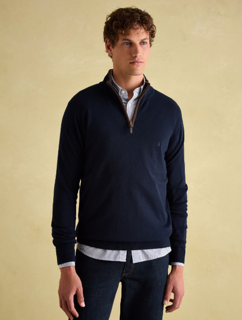 Joules Hillside Quarter Zip Knit Jumper- Navy - Lucks of Louth