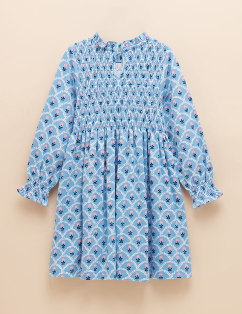 Joules Gracie Printed Jersey Dress - Blue Floral - Lucks of Louth