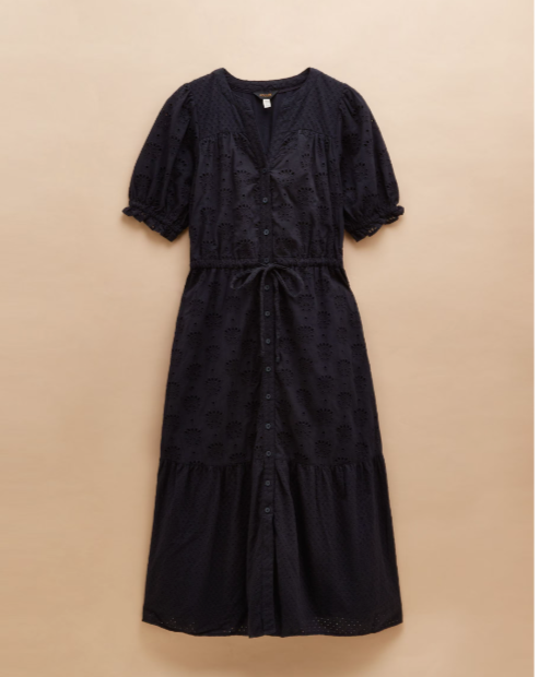 Joules Juliana Broderie Midi Dress - Navy - Lucks of Louth