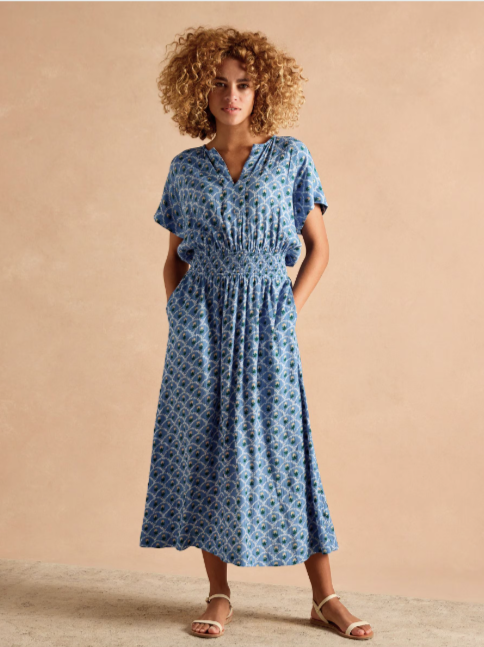 Joules Rosie Midi Dress - Blue Floral - Lucks of Louth