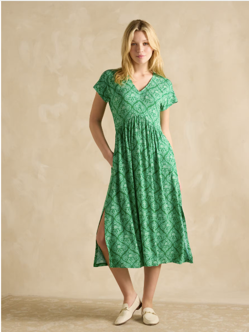 Joules Nia V Neck Dress - Green Floral - Lucks of Louth