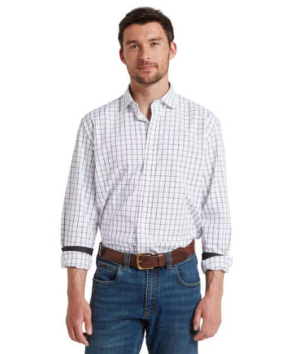 Schoffel Mens Halesworth Tailored Shirt - Blue Check - Lucks of Louth