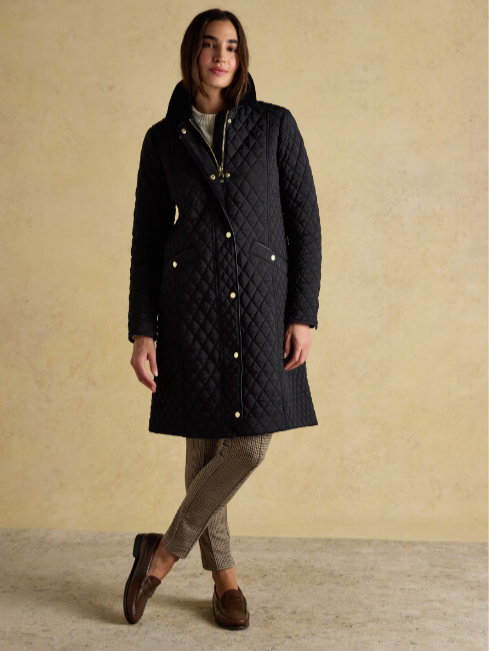 Joules Rosewell Quilted Showerproof Jacket - black - Lucks of Louth