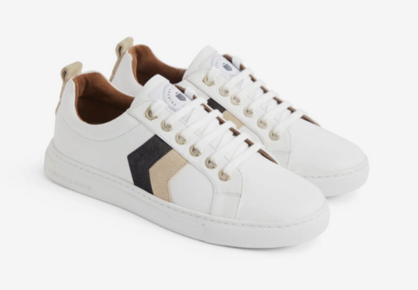 Fairfax & Favor Womens Suede Alexandra Trainer -Neutral Tri Colour - Lucks of Louth