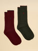 Joules Men's Cable Knit Socks - Green & Red Socks 2 Pack
