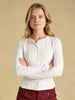 Joules Lila Long Sleeve Button Front Ribbed Jersey Top - Cream