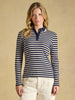Joules Fairfield Ribbed Long Sleeve Collared Jersey Top - Navy/Oat Marl
