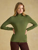 Joules Amy Long Sleeve High Frill Neck Jersey Top - Khaki Green