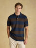 Joules Woody Cotton Pique Polo Shirt - Navy & Brown Stripe - Lucks of Louth