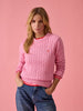 Joules Classic Cable Crew - Pink - Lucks of Louth