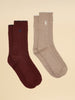 Joules Women's Cable Knit Socks - Oat & Berry 2 Pack