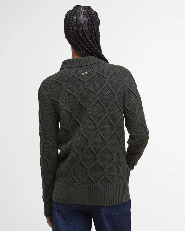 Barbour Burne Roll Neck Knit - Olive - Lucks of Louth