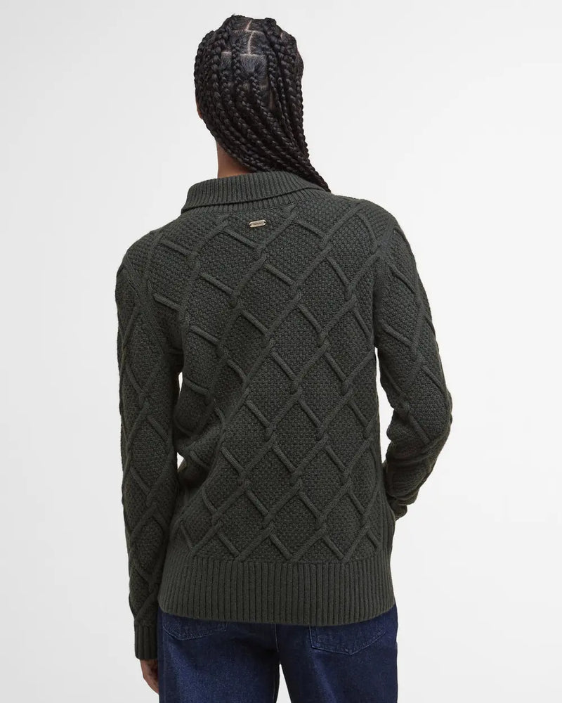 Barbour Burne Roll Neck Knit - Olive - Lucks of Louth
