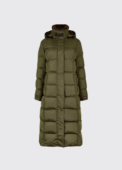 Dubarry Aldborough full length technical down jacket - Olive - Lucks of Louth