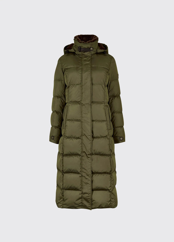 Dubarry Aldborough full length technical down jacket - Olive - Lucks of Louth