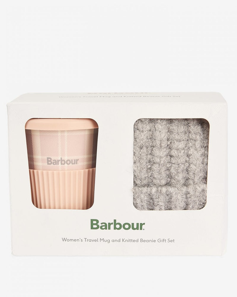 Barbour Tartan Travel Mug / Beanie - Pink/Grey - Lucks of Louth