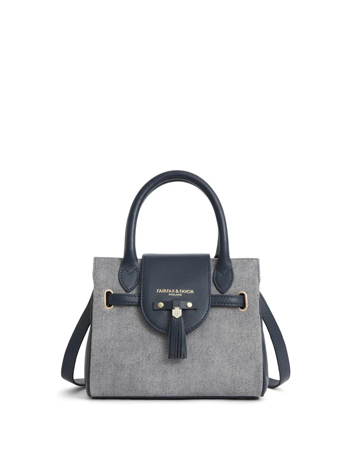 Fairfax & Favor Mini Windsor Handbag,Denim Suede - Lucks of Louth