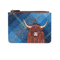 Yoshi Highland Cow Zip Top Purse - Blue - Lucks of Louth