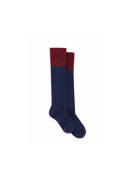 Fairfax & Favor Knee High Socks - Burgundy/Navy - Lucks of Louth