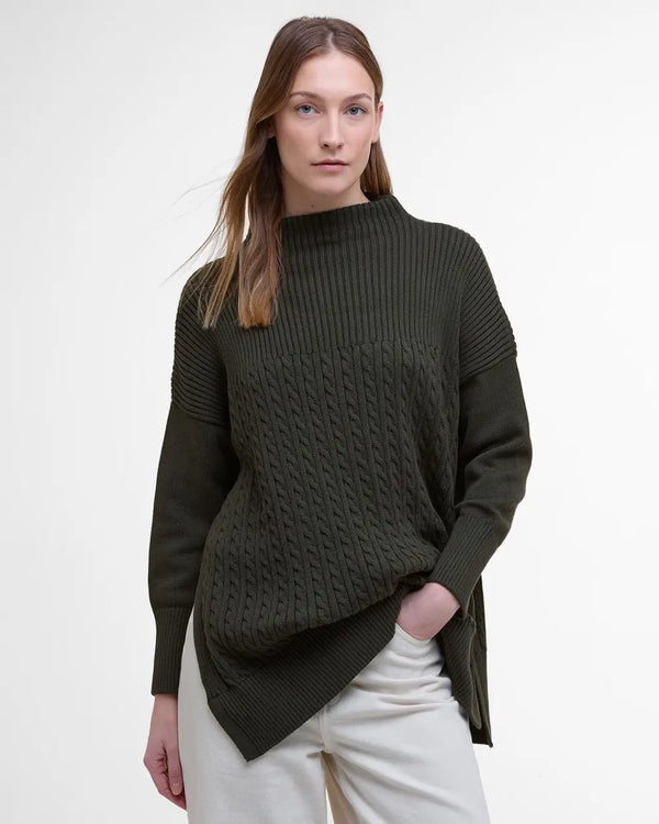 Barbour Stitch Guernsey Knitted Cape,Olive
