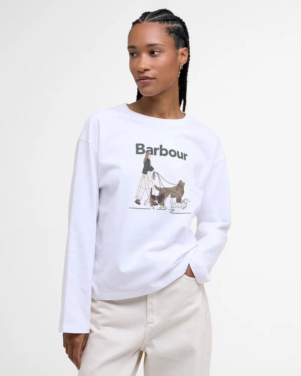 Barbour Woodhouse Long Sleeve T Shirt - White - Lucks of Louth