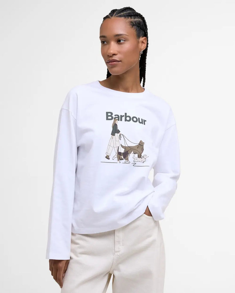 Barbour Woodhouse Long Sleeve T Shirt - White - Lucks of Louth