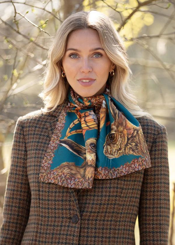Clare Haggas Ahead of the Game Narrow Scarf - Teal - Lucks of Louth
