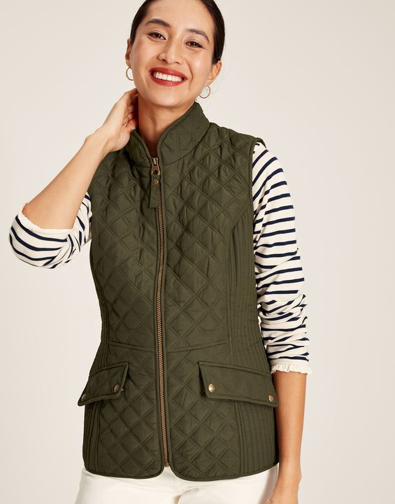 Joules Minx Diamond Quilted Gilet - Heritage Green - Lucks of Louth