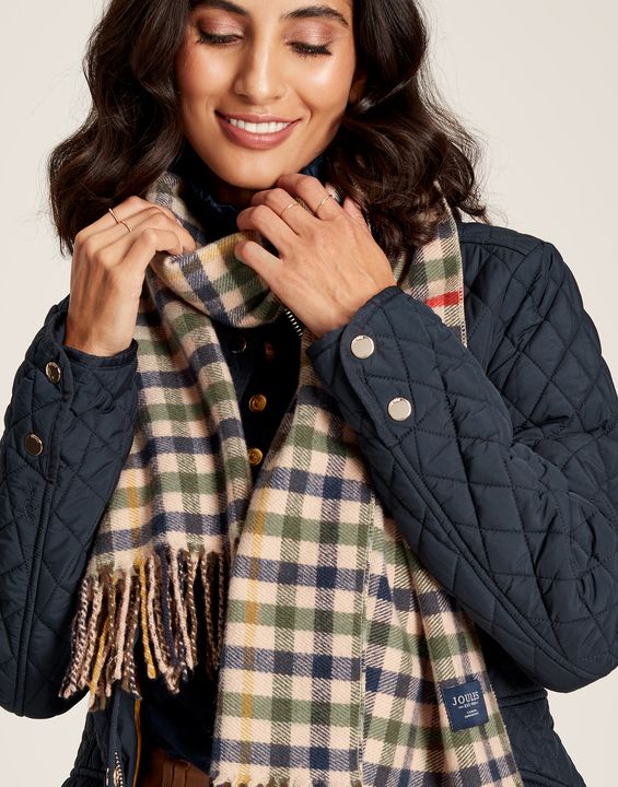 Joules Langtree Check Scarf - Beige Ivy Check - Lucks of Louth