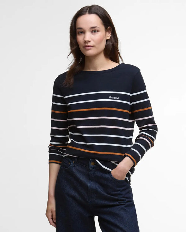 Barbour Hawkins Striped Long Sleeved T-Shirt - - Navy - Lucks of Louth