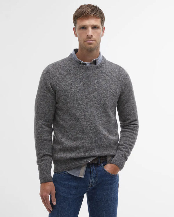 Barbour Tisbury Essential Crew Neck Jumper,Fog - Lucks of Louth