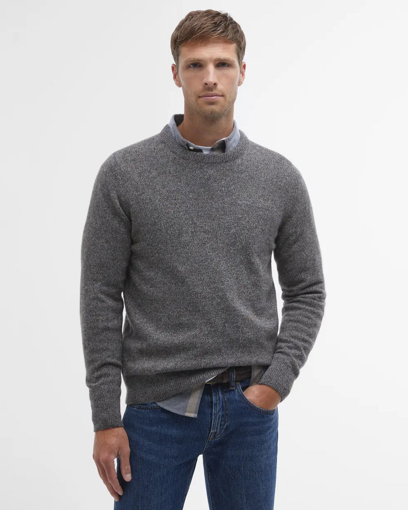 Barbour Tisbury Essential Crew Neck Jumper,Fog - Lucks of Louth