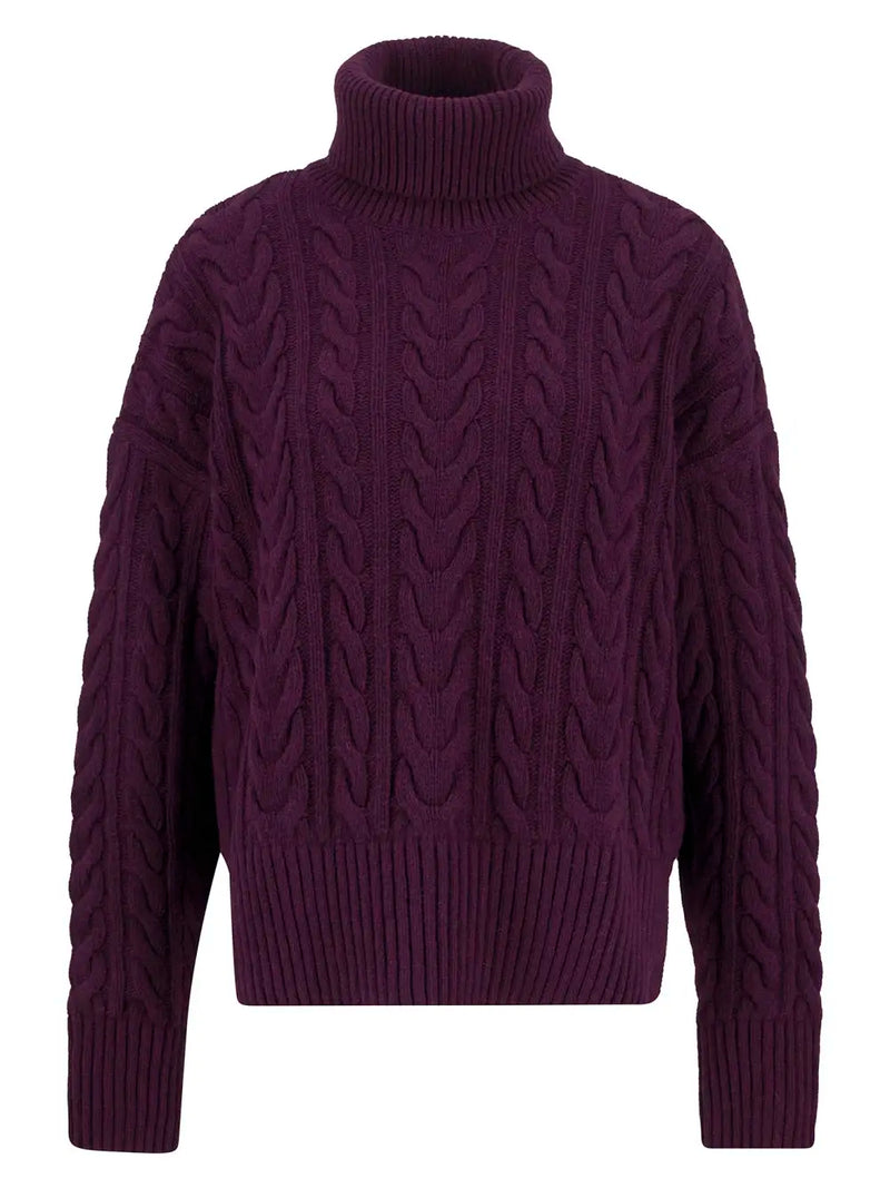 Barbour Embleton Roll Neck Knitted Jumper - Black Cherry - Lucks of Louth