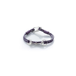 Hiho Silver Exclusive Equestrian Sterling Silver Snaffle Leather Bracelet - Purple - Lucks of Louth