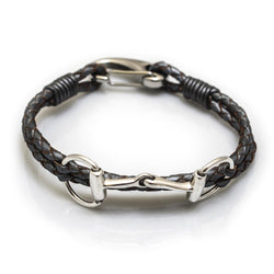 Hiho Silver Exclusive Equestrian Sterling Silver Snaffle Leather Bracelet - Silver - Lucks of Louth