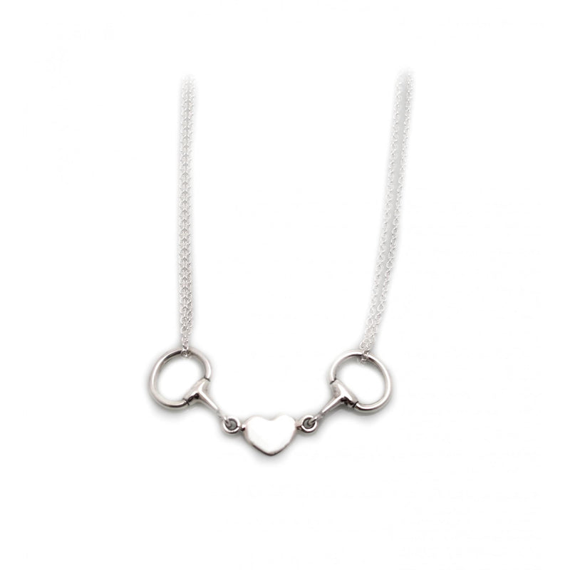 Hiho Silver Exclusive Sterling Silver Double Chained Snaffle Heart Necklace - Lucks of Louth