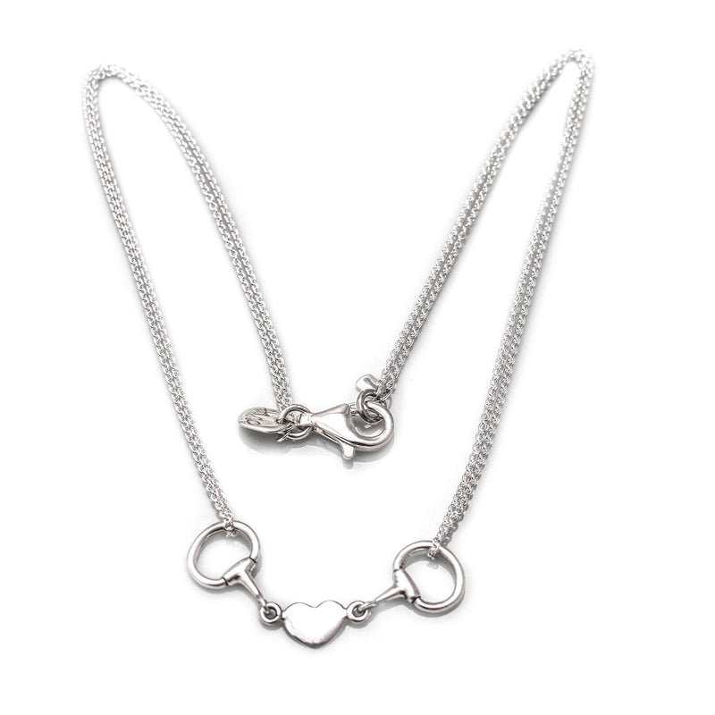 Hiho Silver Exclusive Sterling Silver Double Chained Snaffle Heart Necklace - Lucks of Louth