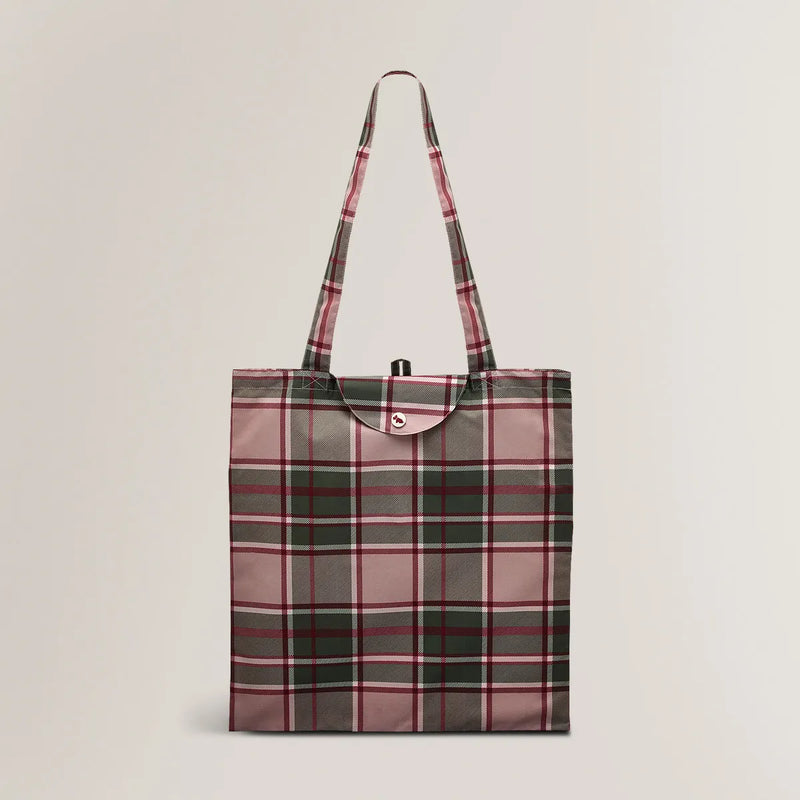 Radley Autumn Check Foldaway Shopper,Racing Green - Lucks of Louth