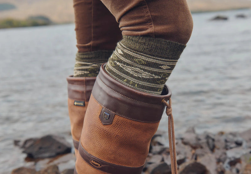 Dubarry Rolestown Fair Isle Alpaca Wool Socks - Olive - Lucks of Louth