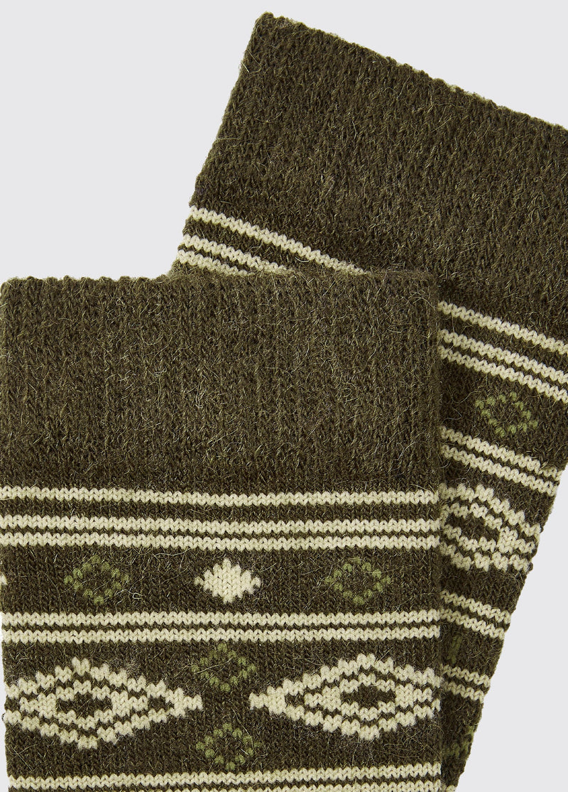 Dubarry Rolestown Fair Isle Alpaca Wool Socks - Olive - Lucks of Louth