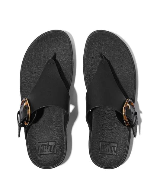 Fitflop Lulu Resin-Buckle Toe Post - Black - Lucks of Louth