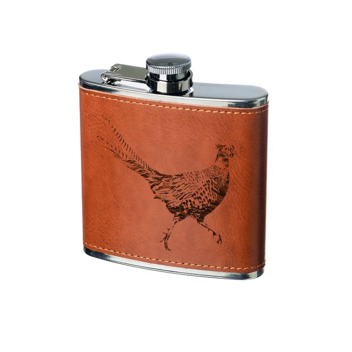 David Aster Hip Flask - Leather Pheasant - Lucks of Louth