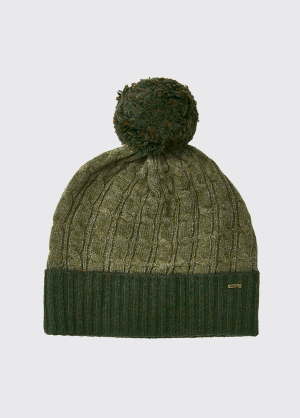 Dubarry Meehan Knitted Bobble Hat - Olive - Lucks of Louth