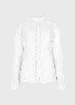 Dubarry Waterlily Ladies Mandarin Collar Shirt - White - Lucks of Louth