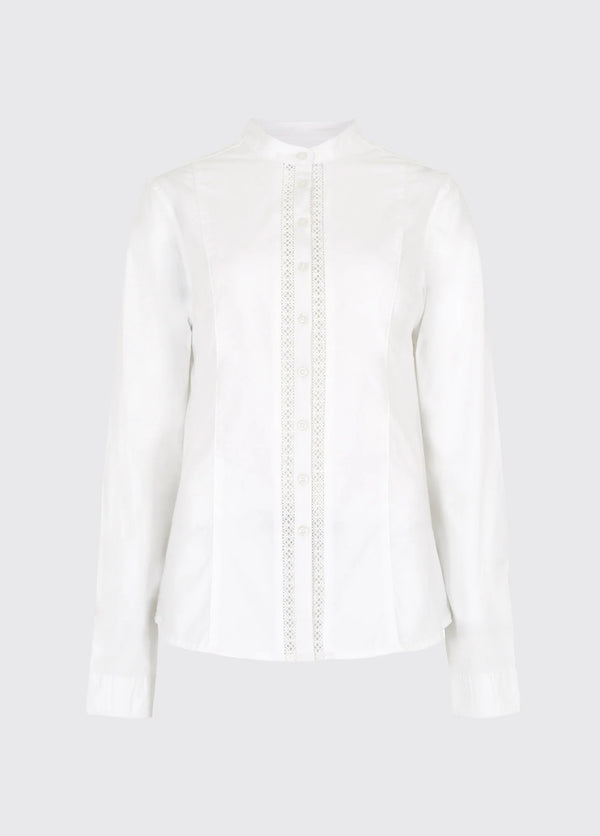 Dubarry Waterlily Ladies Mandarin Collar Shirt - White - Lucks of Louth