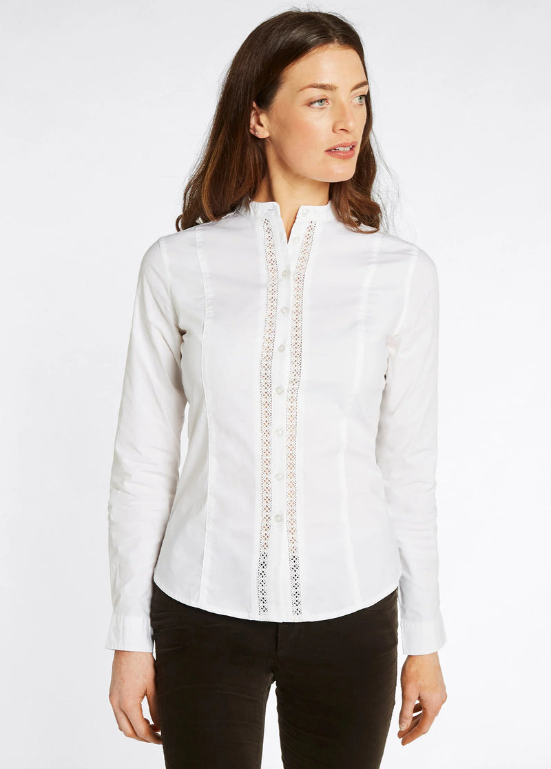 Dubarry Waterlily Ladies Mandarin Collar Shirt - White - Lucks of Louth