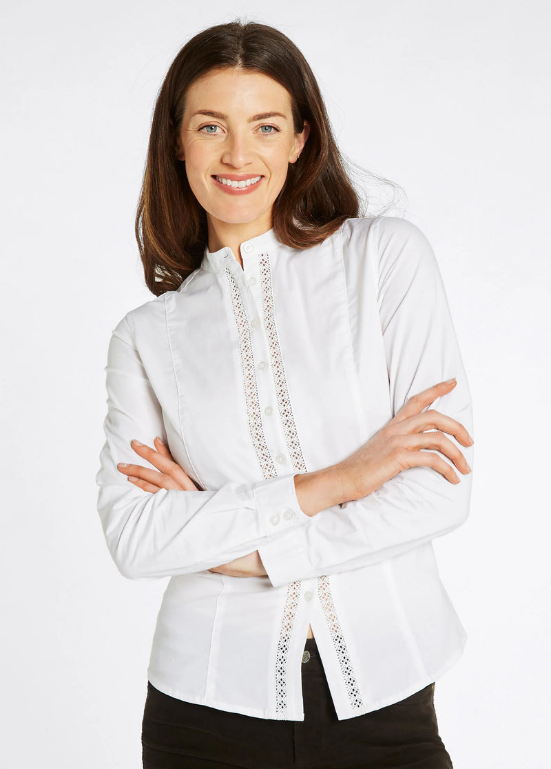 Dubarry Waterlily Ladies Mandarin Collar Shirt - White - Lucks of Louth