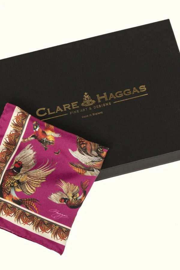 Clare Haggas Pocket Square - Anniversary Turf War - Mulberry - Lucks of Louth