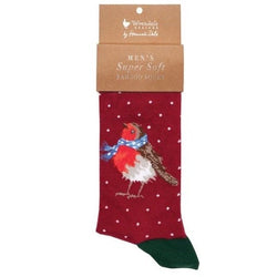 Wrendale Mens Robin Xmas Socks - Tweetings Fair Isle - Lucks of Louth